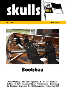 Titelblatt der Zeitschrift "skulls" mit Bild eines Bootsinneren und dem Logo "ORV", Mai 2016 Ausgabe.
